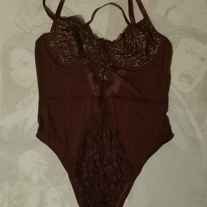 Forever 21 Sheer Lace-trim Teddy